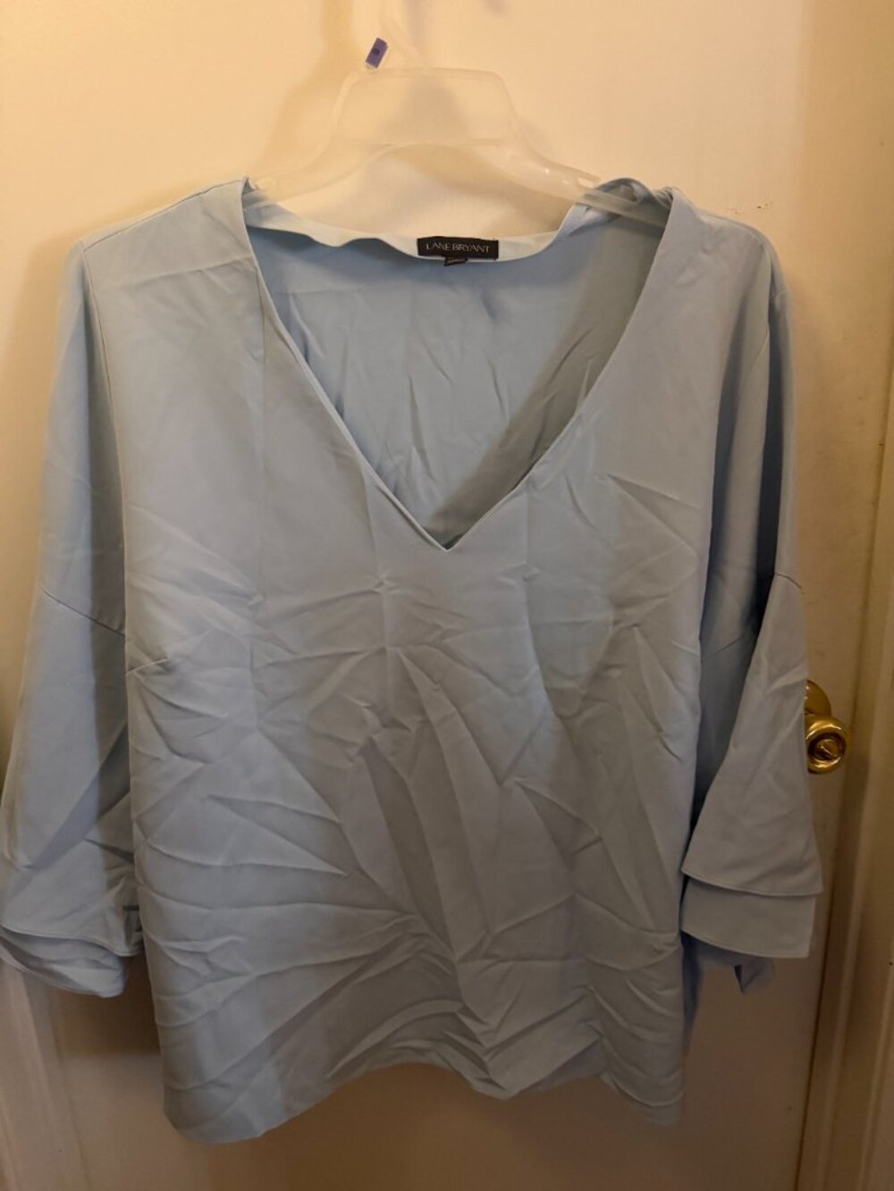 Lane Bryant Powder Blue V-Neck Flare Sleeve Blouse W 22-24
